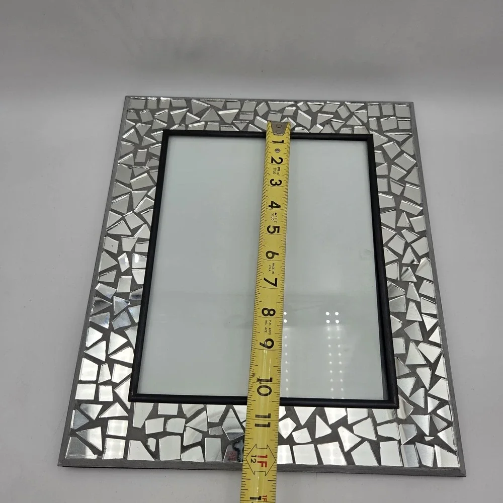 Fetco Mosaic Mirrored Picture Frame Glass & Velvet 8